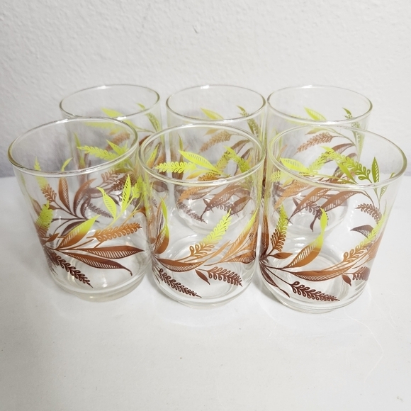 Libbey Vintage MCM Golden Wheat Glasses Juice Glasses-Set of 6